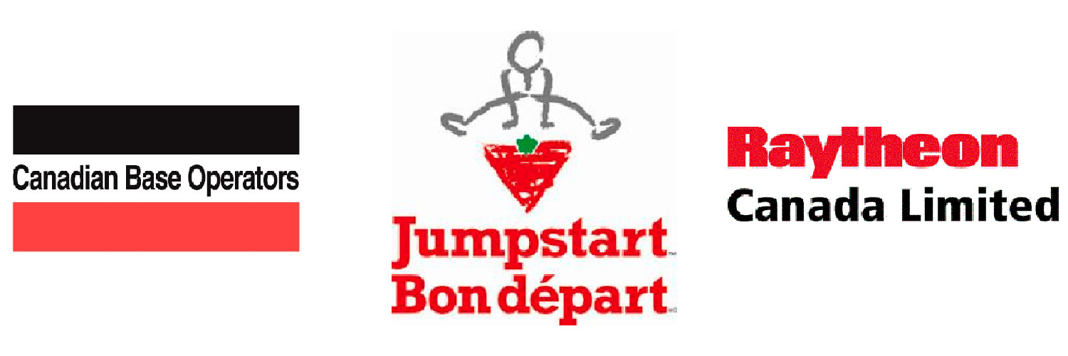 CBO_News-Images-Give_Hockey_Equipment-Logo Canadian Base Operators, Jumpstart, and Raytheon Canada Limited logos.